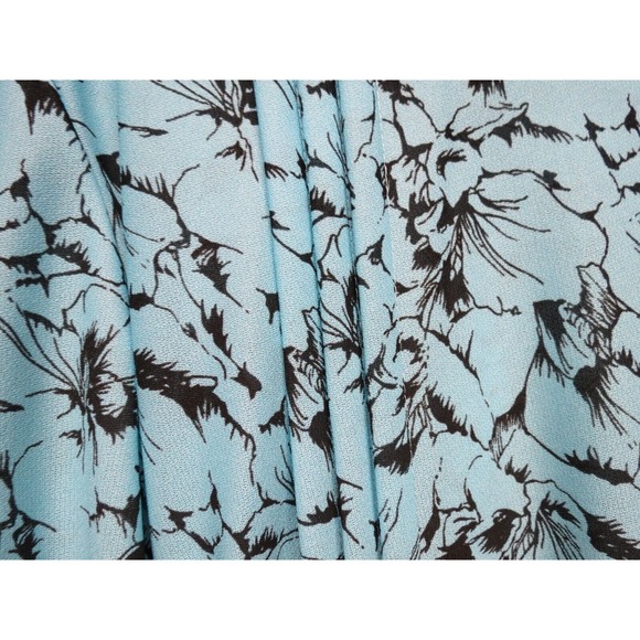 Vintage Warell Blue & Black Floral Dress with Belt Size 14 P Pleated Top - Picture 3 of 11